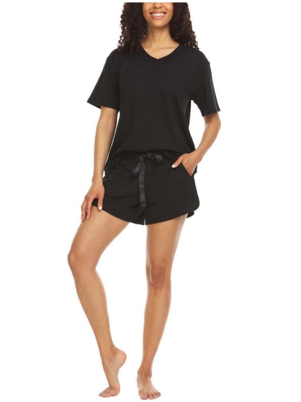 NWT Flora Nikrooz Ladies French Terry 3-piece Lounge Set BLACK - size S comfy